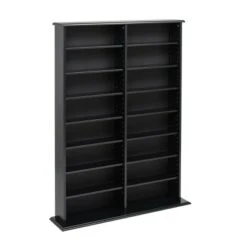 Double Width Wall Storage - Prepac Oak & Black