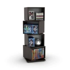 Multimedia Storage 4 Tier Rotating Cube Rack Espresso - Atlantic