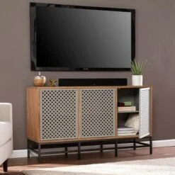 Moefra Modern 3 Door Media Cabinet Natural/Gray - Aiden Lane