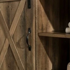 Modern Sliding Barndoor Farmhouse TV Stand for TVs up to 65" - Saracina Home White/rustic Oak -Cheap TV Stands Store unnamed file 3354