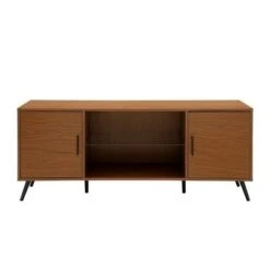 2 Door Mid-Century Modern Wood Storage TV Stand for TVs up to 65" - Saracina Home Dark Walnut -Cheap TV Stands Store unnamed file 3424