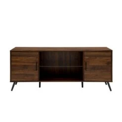 2 Door Mid-Century Modern Wood Storage TV Stand for TVs up to 65" - Saracina Home Dark Walnut -Cheap TV Stands Store unnamed file 3425