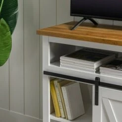 Farmhouse Sliding Barndoor Highboy TV Stand for TVs up to 58" - Saracina Home Solid White/rustic Oak 28 Farmhouse Sliding Barndoor Highboy TV Stand for TVs up to 58" - Saracina Home Solid White/rustic Oak -Cheap TV Stands Store unnamed file 3492