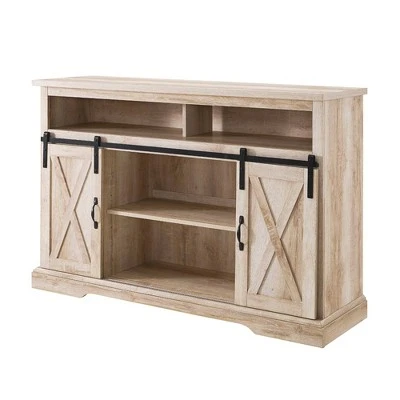 Farmhouse Sliding Barndoor Highboy TV Stand for TVs up to 58" - Saracina Home Solid White/rustic Oak 20 Farmhouse Sliding Barndoor Highboy TV Stand for TVs up to 58" - Saracina Home Solid White/rustic Oak - Image 18