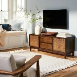 Hearth & Hand W/Magnolia Furniture Wood & Cane Transitional Media Console Brown - Hearth & Hand™ with Magnolia