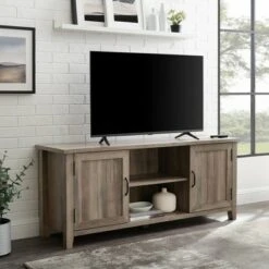 Modern Farmhouse TV Stand for TVs up to 65" - Saracina Home Gray Wash