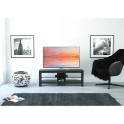 Glass Shelf with TV Stand for TV up to 55" - AVF Rustic Sawn Oak