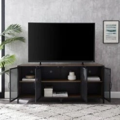 Urban Industrial Metal Mesh 4 Door TV Stand for TVs up to 65" - Saracina Home Gray Wash -Cheap TV Stands Store unnamed file 3759