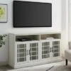 Transitional 4 Door Windowpane TV Stand for TVs up to 65" - Saracina Home White -Cheap TV Stands Store unnamed file 3763