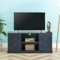 54" TV Stand for TVs up to 65" Navy - Home Essentials