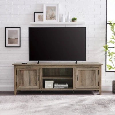 Modern Farmhouse Wood TV Stand for TVs up to 80" - Saracina Home Gray Wash 5 Modern Farmhouse Wood TV Stand for TVs up to 80" - Saracina Home Gray Wash - Image 3