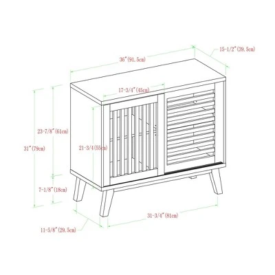 Visconti Mid-Century Modern Sliding Slat Door TV Stand for TVs up to 40" - Saracina Home White/rustic Oak 6 Visconti Mid-Century Modern Sliding Slat Door TV Stand for TVs up to 40" - Saracina Home White/rustic Oak - Image 4