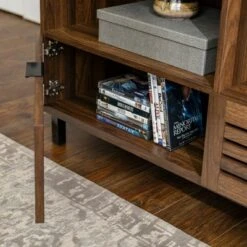 Visconti Boho Slat Door Storage Console TV Stand for TVs up to 80" - Saracina Home Dark Walnut -Cheap TV Stands Store unnamed file 4021
