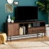 Modern Vinyl Record Player Storage TV Stand for TVs up to 65" - Saracina Home Dark Walnut -Cheap TV Stands Store unnamed file 4136