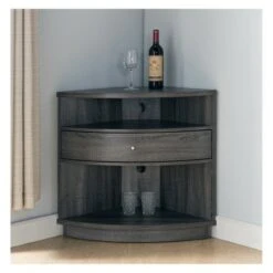 Varela Contemporary Corner Cabinet TV Stand for TVs up to 32" Distressed Gray - HOMES: Inside + Out