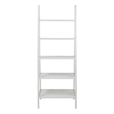 Casual Home 6 Foot 5 Shelf Wood Ladder Storage Organizer Bookcase Rack Utility Shelving Unit, White 2 Casual Home 6 Foot 5 Shelf Wood Ladder Storage Organizer Bookcase Rack Utility Shelving Unit, White