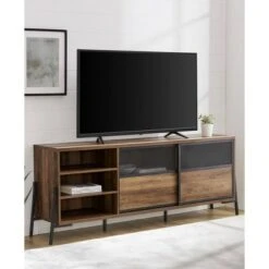 Modern Industrial Metal Mesh Sliding Door TV Stand for TVs up to 80" - Saracina Home Dark Walnut 15 Modern Industrial Metal Mesh Sliding Door TV Stand for TVs up to 80" - Saracina Home Dark Walnut -Cheap TV Stands Store unnamed file 4213