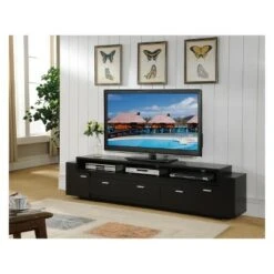 Barth Transitional Entertainment TV Stand for TVs up to 84" Dark Cappuccino - HOMES: Inside + Out