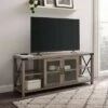 Sophie Rustic Farmhouse X Frame Glass Door TV Stand for TVs up to 65" - Saracina Home Rustic Oak -Cheap TV Stands Store unnamed file 4299