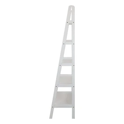 Casual Home 6 Foot 5 Shelf Wood Ladder Storage Organizer Bookcase Rack Utility Shelving Unit, White 3 Casual Home 6 Foot 5 Shelf Wood Ladder Storage Organizer Bookcase Rack Utility Shelving Unit, White - Image 2