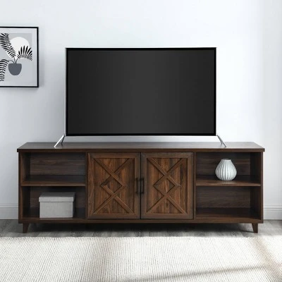 Whitton Modern Transitional Geometric 2 Door TV Stand for TVs up to 80" - Saracina Home Dark Walnut 3 Whitton Modern Transitional Geometric 2 Door TV Stand for TVs up to 80" - Saracina Home Dark Walnut