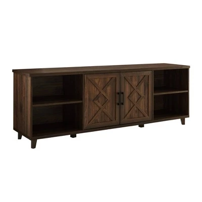 Whitton Modern Transitional Geometric 2 Door TV Stand for TVs up to 80" - Saracina Home Dark Walnut 4 Whitton Modern Transitional Geometric 2 Door TV Stand for TVs up to 80" - Saracina Home Dark Walnut - Image 2