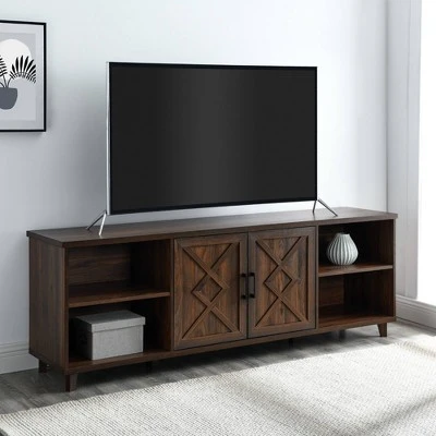 Whitton Modern Transitional Geometric 2 Door TV Stand for TVs up to 80" - Saracina Home Dark Walnut 9 Whitton Modern Transitional Geometric 2 Door TV Stand for TVs up to 80" - Saracina Home Dark Walnut - Image 7