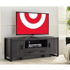 Modern Urban Industrial TV Stand for TVs up to 65" - Saracina Home Driftwood