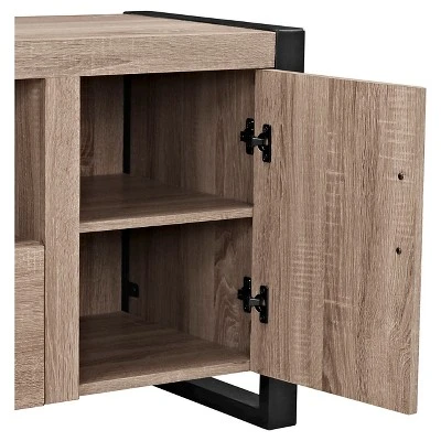 Modern Urban Industrial TV Stand for TVs up to 65" - Saracina Home Driftwood 6 Modern Urban Industrial TV Stand for TVs up to 65" - Saracina Home Driftwood - Image 4