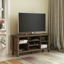 Mansfield Open Shelves TV Stand for TVs up to 55" Rustic Natural Aged Brown - WyndenHall
