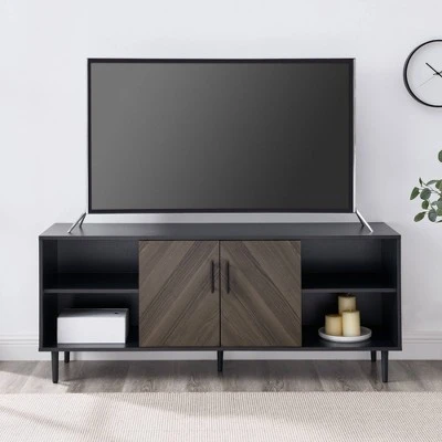 Angelo Modern 2 Door Bookmatch TV Stand for TVs up to 65" - Saracina Home Ash Brown/white 3 Angelo Modern 2 Door Bookmatch TV Stand for TVs up to 65" - Saracina Home Ash Brown/white