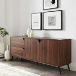 Mid-Century Modern Closed Storage TV Stand for TVs up to 65" - Saracina Home Birch