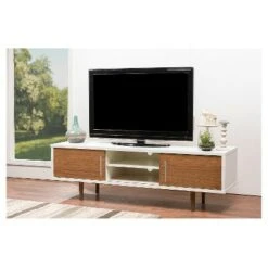 Gemini Wood Contemporary TV Stand for TVs up to Walnut/White 66" - Baxton Studio -Cheap TV Stands Store unnamed file 4708