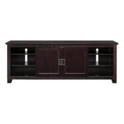 Sliding Door Transitional Wood Storage TV Stand for TVs up to 80" - Saracina Home Black -Cheap TV Stands Store unnamed file 4744