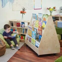 ECR4Kids Double-Sided Book Display, Birch 10-Shelf Organizer for Kids, Natural Finish -Cheap TV Stands Store unnamed file 48