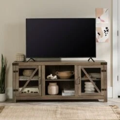 Clarabelle Farmhouse Glass Barn Door TV Stand for TVs up to 65" - Saracina Home Stone Gray 22 Clarabelle Farmhouse Glass Barn Door TV Stand for TVs up to 65" - Saracina Home Stone Gray -Cheap TV Stands Store unnamed file 4811