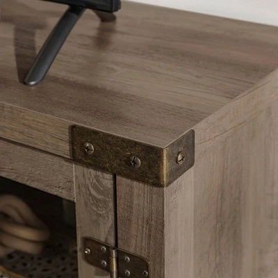 Clarabelle Farmhouse Glass Barn Door TV Stand for TVs up to 65" - Saracina Home Stone Gray 8 Clarabelle Farmhouse Glass Barn Door TV Stand for TVs up to 65" - Saracina Home Stone Gray - Image 6