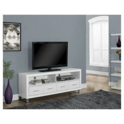 4 Drawers Console TV Stand for TVs up to 60" White - EveryRoom