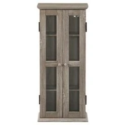 41" Wood Media Storage Tower Cabinet - Saracina Home Driftwood