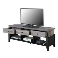 Newport Yorktown TV Stand for TVs up to 65" Weathered Gray/Black - Breighton Home