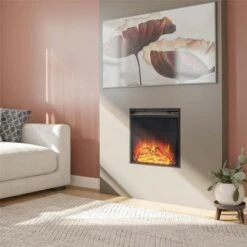 Room & Joy 18" Mesh Front Electric Fireplace Insert Black - Room & Joy