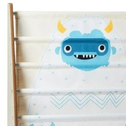 3 Sprouts Multipurpose Kids and Toddlers Fabric Bookshelf Rack for Storing Early Reader Picture Books in Playroom, Bedroom, or Nursery, Yeti Print