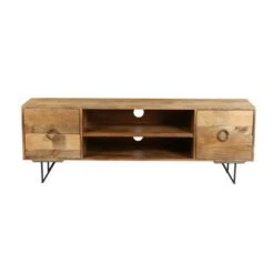 Mango Wood Cabinet with Spacious Storage TV Stand for TVs up to 63" Brown/Black - The Urban Port