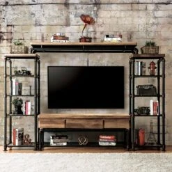 Stonehedge Industrial Pipe Inspired TV Stand for TVs up to 60" Black/Natural - HOMES: Inside + Out -Cheap TV Stands Store unnamed file 5244