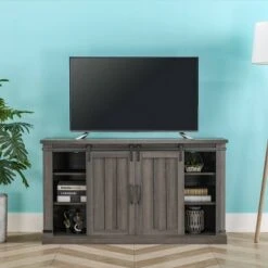 54" Sliding Doors TV Stand for TVs up to 60" Weathered Gray Oak - Home Essentials -Cheap TV Stands Store unnamed file 5291