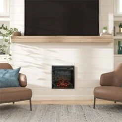 Room & Joy 18" Electric Glass Front Fireplace Insert with Remote Black - Room & Joy