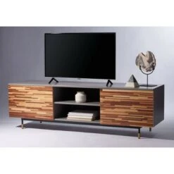 70" Daegan Mid-Century TV Stand Light Brown - Safavieh