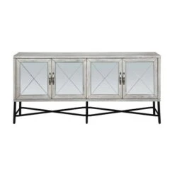 Gabby Eclectic 4 Door TV Stand for TVs up to 75" White - Treasure Trove Accents