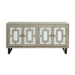 Garner 4 Door TV Stand for TVs up to 74" Cream - Treasure Trove Accents