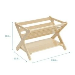 ECR4Kids Birch Book Caddy with Shelf, Children's Wooden Book Rack with Storage, Kids Book Display